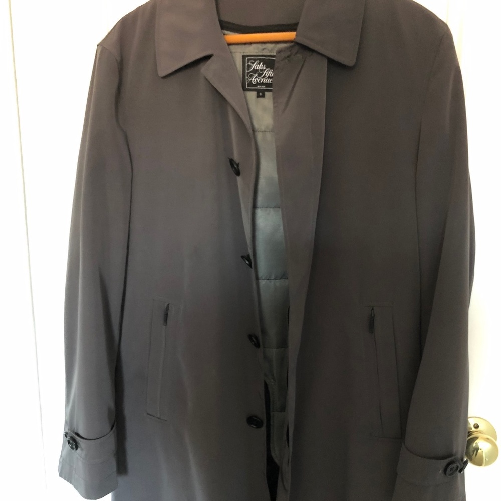 Saks Fifth Avenue Men's Gray Rain Coat